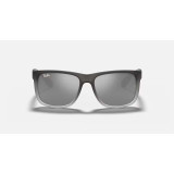 Ray-Ban Justin Classic sunglasses in grey rubber with silver mirror lenses, front view