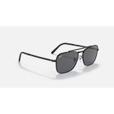 Ray-Ban New Caravan sunglasses in black with dark grey lenses, tilted angle view