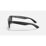 Ray-Ban New Wayfarer Classic sunglasses in matte black with green lens, side view