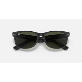 Ray-Ban New Wayfarer Classic sunglasses in matte black with green lenses, folded view