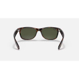 Ray-Ban New Wayfarer Classic sunglasses in tortoise with green lenses, back view