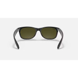 Ray-Ban New Wayfarer sunglasses in matte black with blue flash lenses, back view