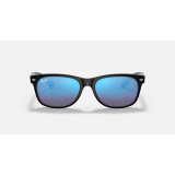 Ray-Ban New Wayfarer sunglasses in matte black with blue flash lenses, front view