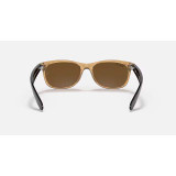 Ray-Ban New Wayfarer sunglasses in honey crystal and brown with polar lenses, back view
