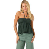 O'Neill Women's Junie Knit Halter Tank Top Hunter Green full view