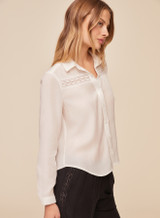Bella Dahl Women's Lace Inset Long Sleeve Shirt Lace Ivory side view