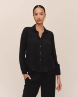 Bella Dahl Women's Lace Inset Long Sleeve Shirt in Black
