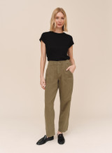 Bella Dahl Women's Porkchop Darted Knee Pants Olive Green full length