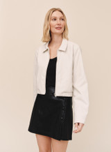 Bella Dahl Women's Cropped Bomber Jacket Winter White front view