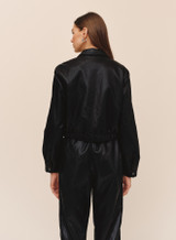 Bella Dahl Women's Cropped Bomber Jacket Black back view