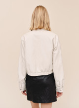 Bella Dahl Women's Cropped Bomber Jacket Winter White back view