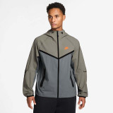 Nike Men's Tech Dri-FIT Windrunner Jacket Smoke Grey/Light Army/Total Orange front view