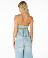 Roxy Coastal Sun Tank Top Oil Green Solar Floral back view
