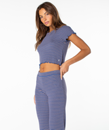 Roxy Women's Poolside Crop Tee Dutch Blue Stripe side view
