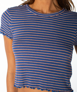Roxy Women's Poolside Crop Tee Dutch Blue Stripe fabric detail
