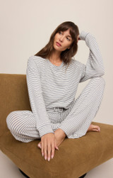 Z Supply Women's PJ Classic Stripe Longsleeve Top LS Eclipse Full