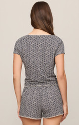 Z Supply Women's PJ Floral Short Sleeve Top Floral Eclipse back view