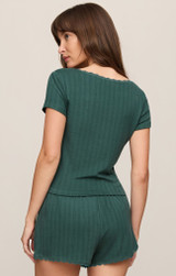 Z Supply Women's PJ Countryside Top Emerald Cove back view