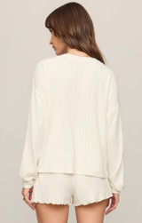 Z Supply Women's PJ Daydream Rib Longsleeve Top Rib Bone back view
