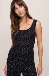 Z Supply Women's PJ Luxe Dot Tank Top TNK BLACK Zoom detail