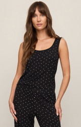 Z Supply Women's PJ Luxe Dot Tank Top TNK BLACK front view