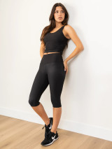 Thrive Societe Women's High Rise Pedal Pusher Leggings Pedal Black Full Front