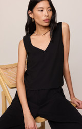 Z Supply Women's Sloane V-Neck Cotton Jersey Tank Top in True Black