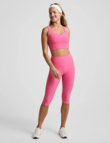 Beyond Yoga Women's Spacedye Twister Cropped Tank in Luscious Pink Heather front view