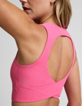 Beyond Yoga Women's Spacedye Twister Cropped Tank in Luscious Pink Heather back view