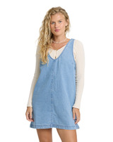 Billabong Lyla Saltwashed Mini Dress Sea Blue front view