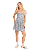 Billabong Lil Florals Mini Dress Blue Smoke Full