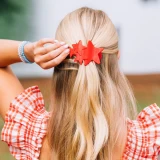 Teleties Medium Flat Shooting Star Hair Clip in Red styled