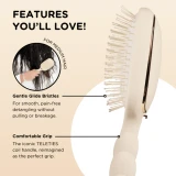 Teleties Detangler Hair Brush for Medium Hair in Tan bristles close-up