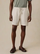 Faherty Essential Linen Shorts Weathered Sand Front