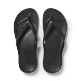 Archies Footwear Men's Arch Support Flip Flops Black top view