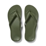 Archies Footwear Men's Arch Support Flip Flops Olive top view