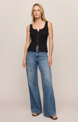Z Supply Lainey Pointelle Tank Top Lainey Black full outfit view