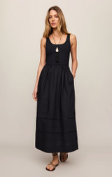 Z Supply Johanna Midi Dress Johanna Black full length view