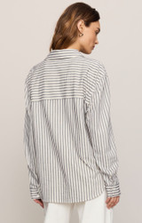Z Supply Women's Reese Button Up Stripe Shirt Eclipse Back