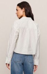 Z Supply Women's Favorite Striped Button Up Shirt Favorite White Back