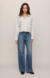 Z Supply Women's Favorite Striped Button Up Shirt Favorite White Full
