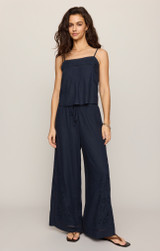 Z Supply Sid Embroidered Woven Pants SID ECLIPSE Back full outfit view