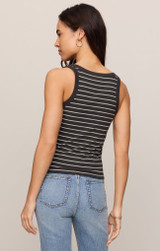 Z Supply Women's Rowe Striped Scoop Tank Top Ash Black back view