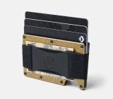 The Ridge Brass Wallet in brass finish detail view