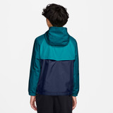 Nike Kids' Sportswear Windrunner Hooded Repel Jacket Bright Spruce Midnight Navy Back