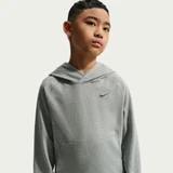 Nike Kids' Primary Nanoknit Dri-FIT Hoodie Smoke Grey front view