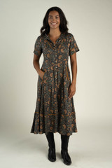 Sendero Provisions Co. La Dahlia Dress Copper Floral front view