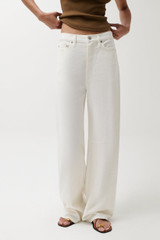 Pistola Sydney High Rise Bowed Linen Wide Jean Light Gray detail view