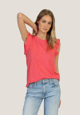 Dylan Women's Ruffle Crew Tank Bright Red back view