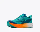 Hoka Big Kids' Mach 7 Running Shoes Night Glow Blue Neon Tangerine reverse view